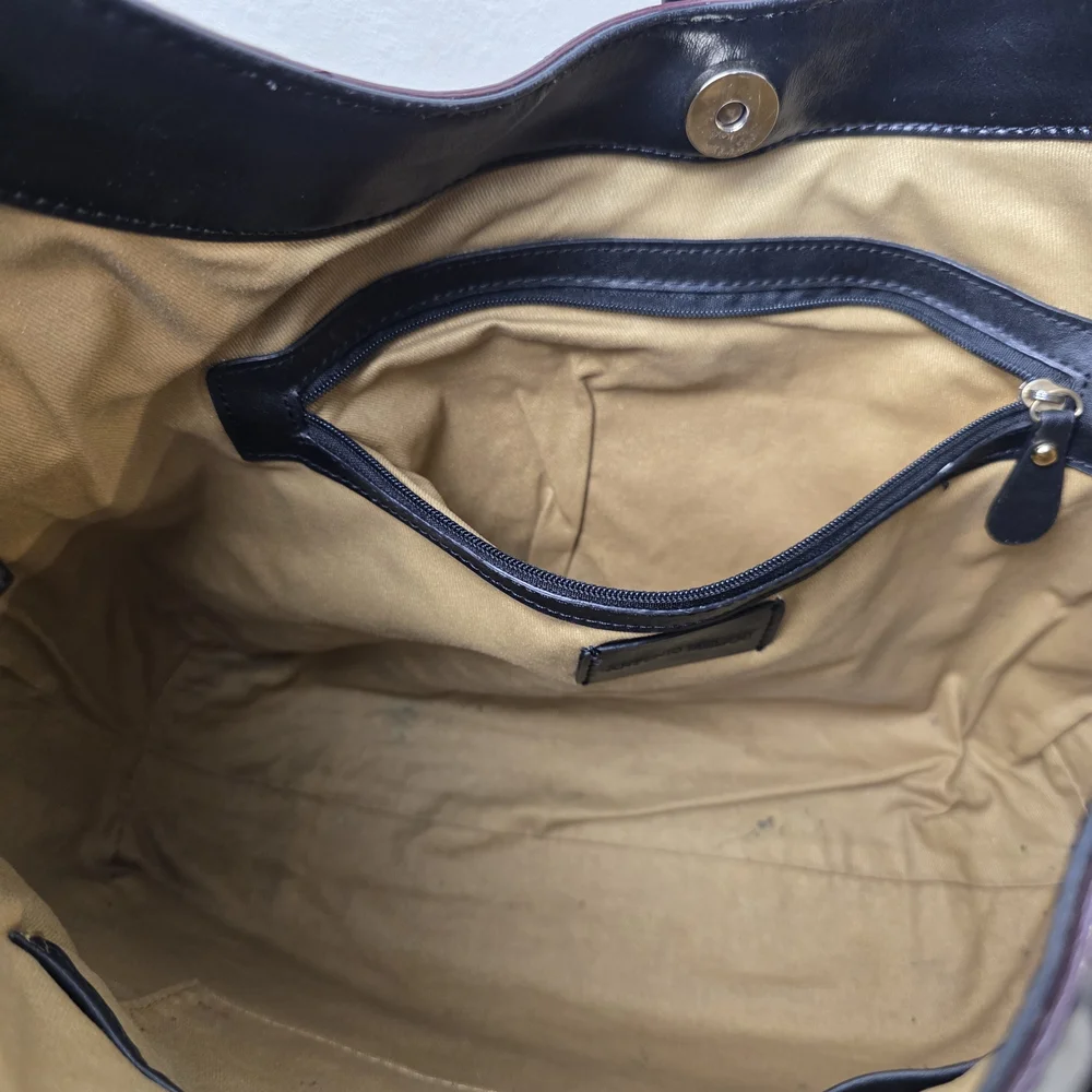 ANTONIO MELANI Black Leather Hobo with Buckle Accents